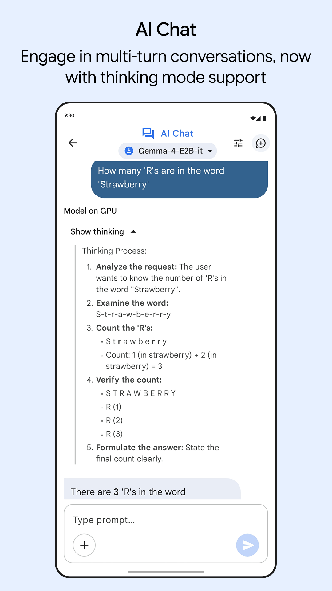 Google AI Edge Gallery AI Chat 공식 스크린샷